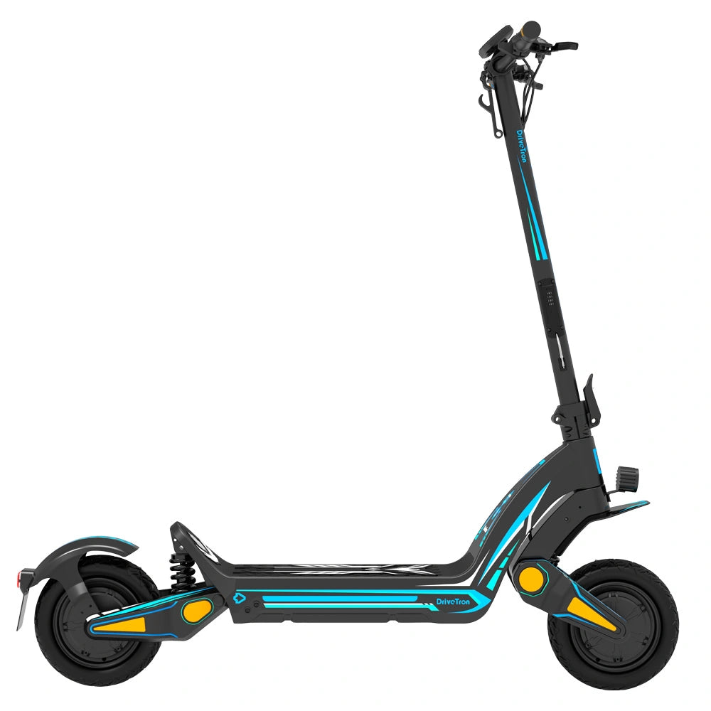 Drive Tron DT06 Electric Scooter | No Stem Lock Design with Blue Cyan Style & Advanced Suspension System