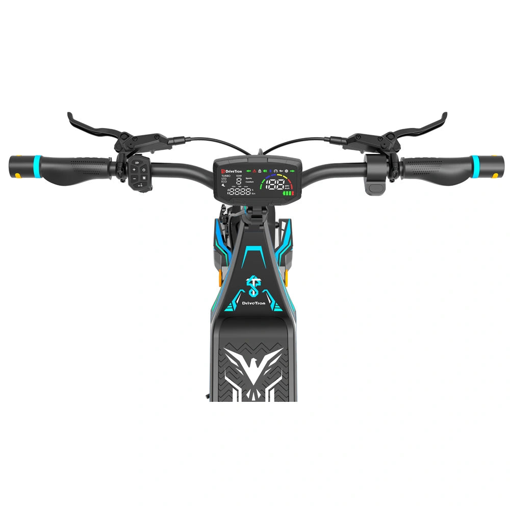 Drive Tron DT06 Electric Scooter | Stem Lock Folding Scooter with Blue Cyan Design & Advanced Suspension System