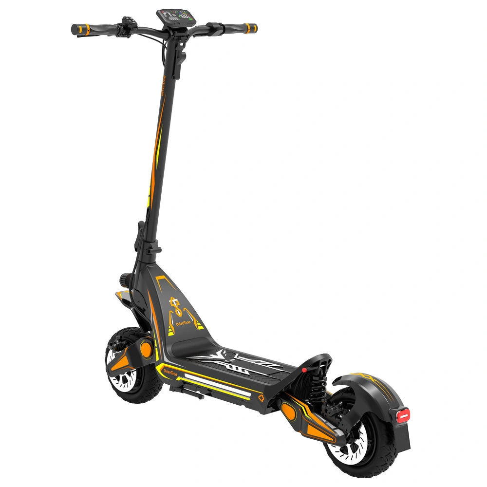 Drive Tron DT06 Electric Scooter | Foldable Scooter with Stem Lock, Orange Yellow Design & Advanced Suspension System