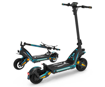 Drive Tron DT06 Electric Scooter | No Stem Lock Design with Blue Cyan Style & Advanced Suspension System