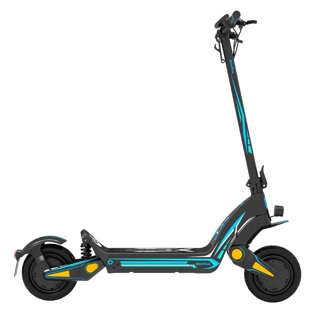 Drive Tron DT06 Electric Scooter | No Stem Lock Design with Blue Cyan Style & Advanced Suspension System