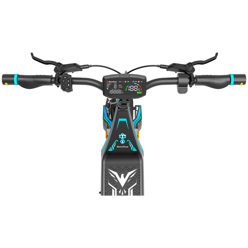 Drive Tron DT06 Electric Scooter | No Stem Lock Design with Blue Cyan Style & Advanced Suspension System