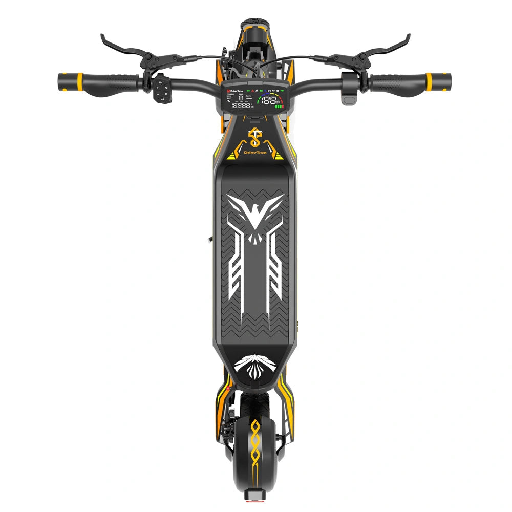 Drive Tron DT06 Electric Scooter | Foldable Scooter with Stem Lock, Orange Yellow Design & Advanced Suspension System